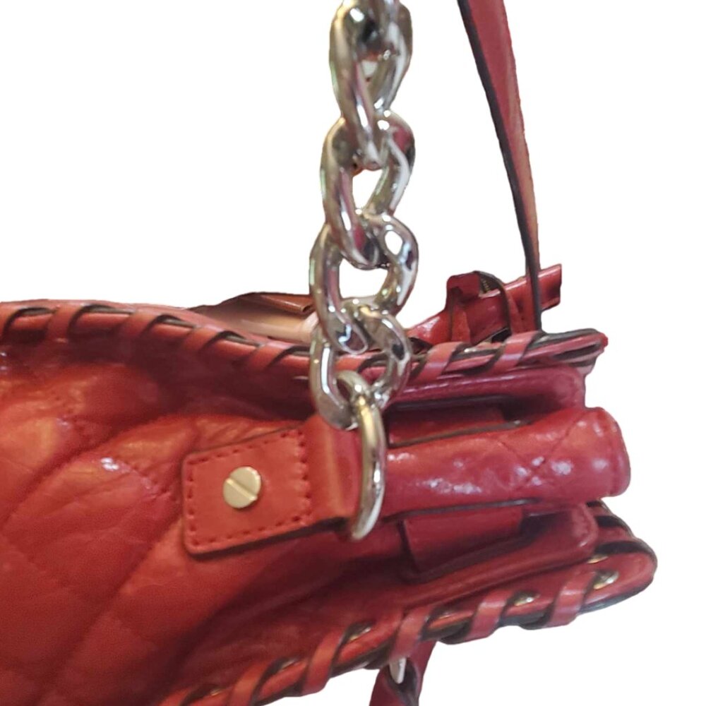 Micheal Kors LE Large Hamilton Chilli Red Hippie Grommet Leather Tote EUC - Picture 5 of 13